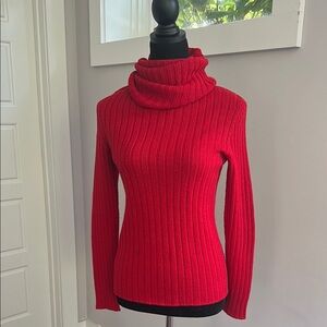 United Colors Of Benetton Red Ribbed Turtleneck Sweater